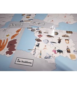 Carte de la France - bâche + étiquettes + Affiches