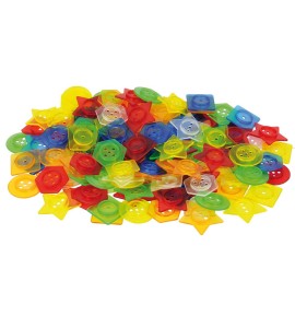 Boutons empilables translucides - 144 pièces + 12 lacets