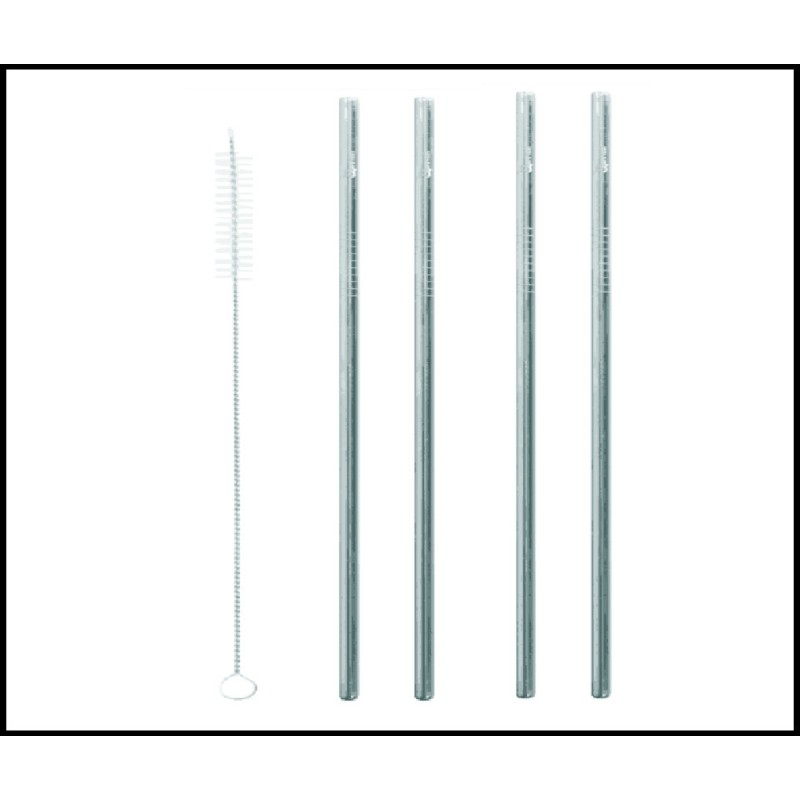 Pailles - lot de 4 pailles droites + goupillon