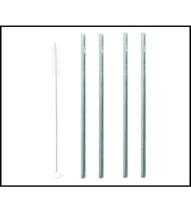 Pailles - lot de 4 pailles droites + goupillon