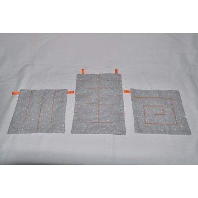 Lot de 3 labyrinthes gris/orange étoilé