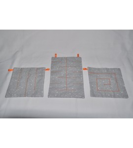 Lot de 3 labyrinthes gris/orange étoilé