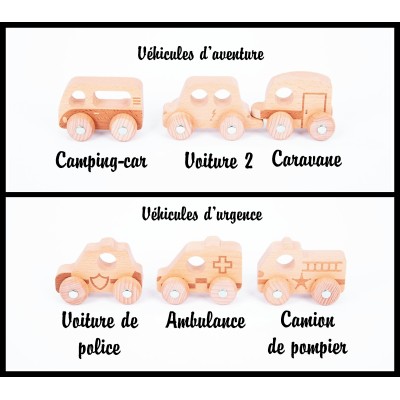 Véhicules en bois naturel - unité