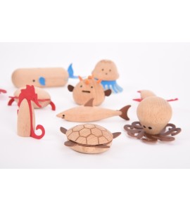 Créatures marines en bois - 10 pièces